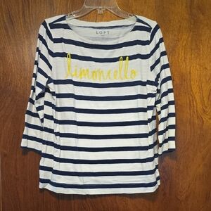 LOFT Striped Tee with Yellow Script
